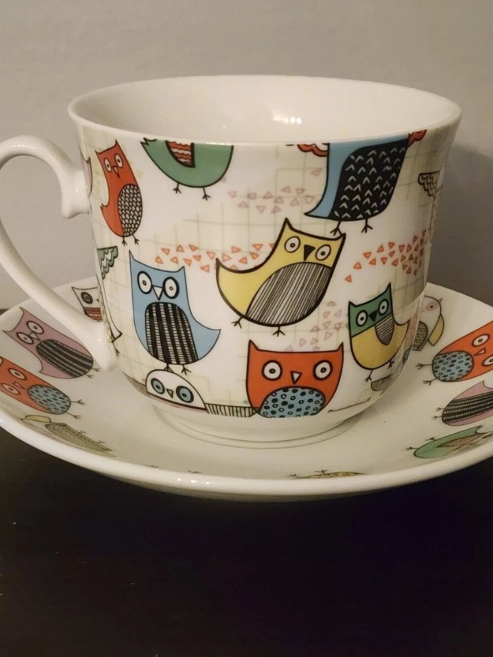 Owl Mug Set Breakfast Cup And Saucer